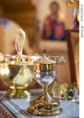 Golden Bowl for communion in the Church 143226913