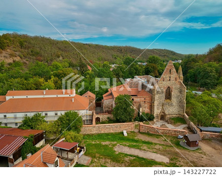 Rosa Coeli Monastery in Dolni Kounice, South Moravia, Czech Republic, aerial drone view Rosa Coeli Monastery in Dolni Kounice, South Moravia, Czech Republic, aerial drone view 143227722