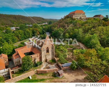 Rosa Coeli Monastery in Dolni Kounice, South Moravia, Czech Republic, aerial drone view Rosa Coeli Monastery in Dolni Kounice, South Moravia, Czech Republic, aerial drone view 143227735
