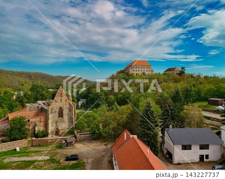 Rosa Coeli Monastery in Dolni Kounice, South Moravia, Czech Republic, aerial drone view Rosa Coeli Monastery in Dolni Kounice, South Moravia, Czech Republic, aerial drone view 143227737