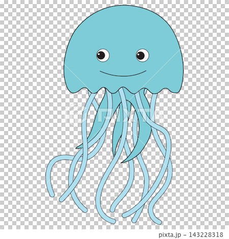 A cute jellyfish, a multi-tentacled marine creature living in the ocean A cute jellyfish, a multi-tentacled marine creature living in the ocean 143228318