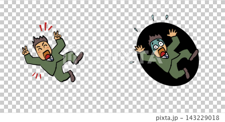 成功と失敗の明暗を表現した男性のイラスト 143229018