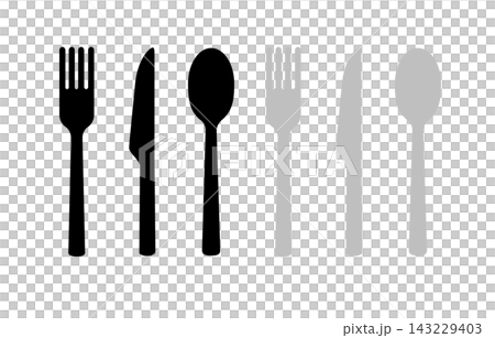 Fork, knife, and spoon cutlery icon set Fork, knife, and spoon cutlery icon set 143229403