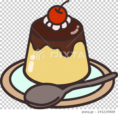 Illustration of pudding topped with cherries Illustration of pudding topped with cherries 143229989