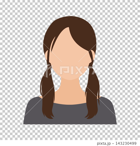 Vector illustration of the upper body of a woman with pigtails (faceless). Vector illustration of the upper body of a woman with pigtails (faceless). 143230499