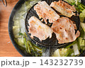 pork barbecue on frying pan, Thai style cuisine 143232739