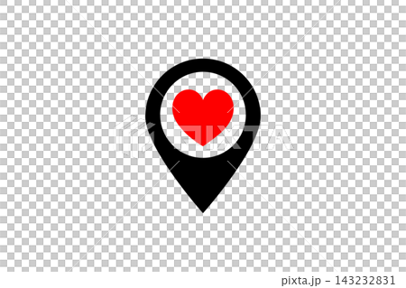 Red heart location pin icon love marker, map...のイラスト素材 [143232831] - PIXTA