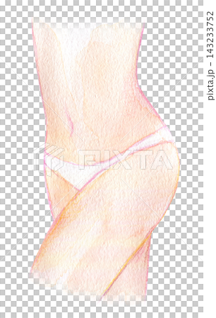 Watercolor illustration, hand-drawn illustration, person, stomach area Watercolor illustration, hand-drawn illustration, person, stomach area 143233752