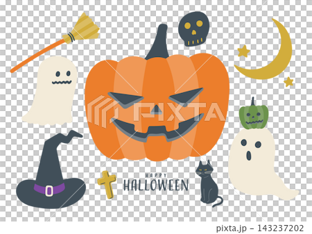 Halloween cute illustration material set Halloween cute illustration material set 143237202