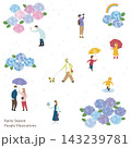 梅雨の風景と人々のイラストセット 143239781