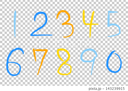 A set of hand-drawn illustrations of numbers from 1 to 0. A set of hand-drawn illustrations of numbers from 1 to 0. 143239915