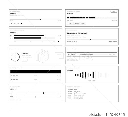 Audio player UI components set minimal sound widgets waveform sliders Audio player UI components set minimal sound widgets waveform sliders 143240246