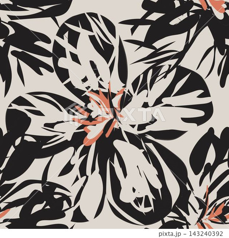 Beige Abstract Floral seamless pattern design for fashion and home textiles, graphics and backgrounds 143240392