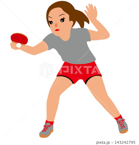 女子卓球選手・ラリーシーンのイラスト 143242795