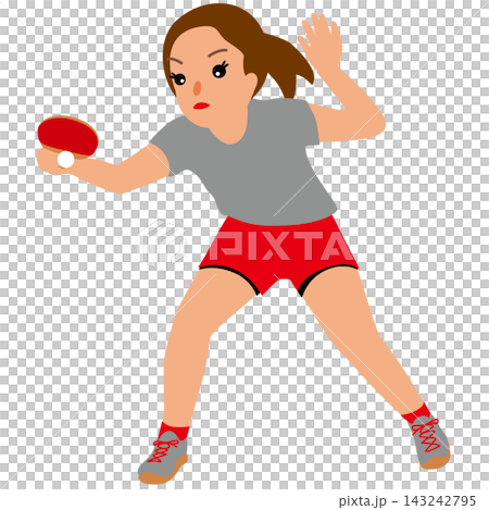 女子卓球選手・ラリーシーンのイラスト 143242795
