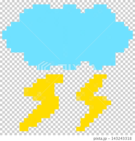 Pixel art thunderstorm cloud with lightning bolts png icon, 8-bit weather clip art element Pixel art thunderstorm cloud with lightning bolts png icon, 8-bit weather clip art element 143243318