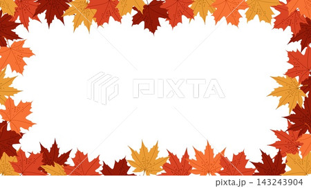 Frame of autumn maple leaves on white background for copy space 143243904