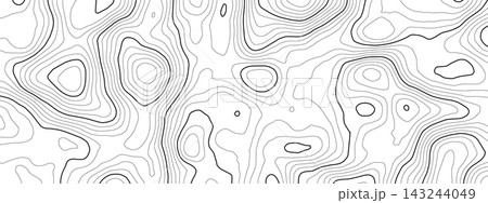 Topography map mountain with contour line topographic for pattern vector texture. Background relief ocean with abstract sea terrain for trail cartography wood. Topo land design with 3d. 143244049