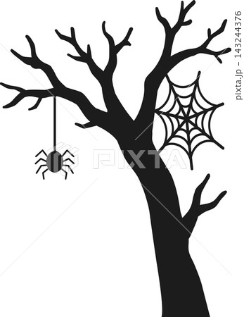 ハロウィンのクモと木のシルエット 143244376