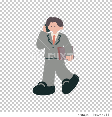 ビジネススーツ電話する男性人物手描きベクターイラスト ビジネススーツ電話する男性人物手描きベクターイラスト 143244711