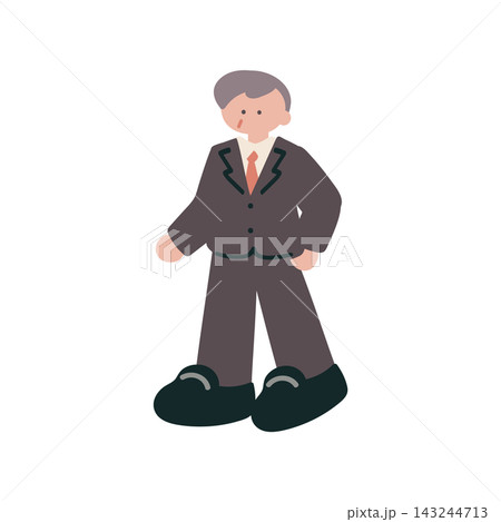 ビジネススーツ歩くシニア男性人物手描きベクターイラスト ビジネススーツ歩くシニア男性人物手描きベクターイラスト 143244713