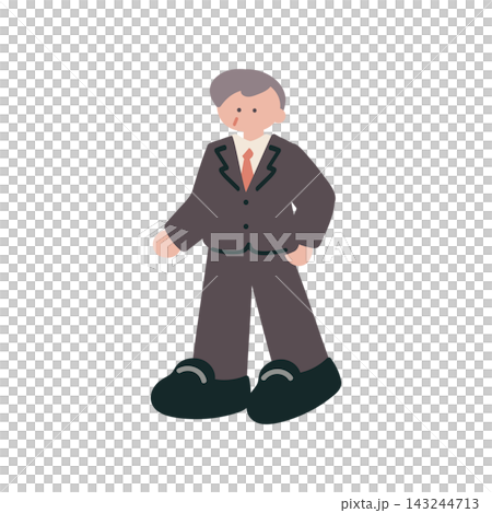 ビジネススーツ歩くシニア男性人物手描きベクターイラスト ビジネススーツ歩くシニア男性人物手描きベクターイラスト 143244713