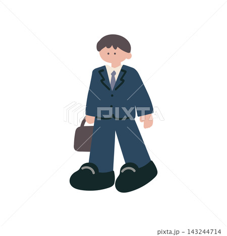 ビジネススーツ出勤する男性人物手描きベクターイラスト ビジネススーツ出勤する男性人物手描きベクターイラスト 143244714