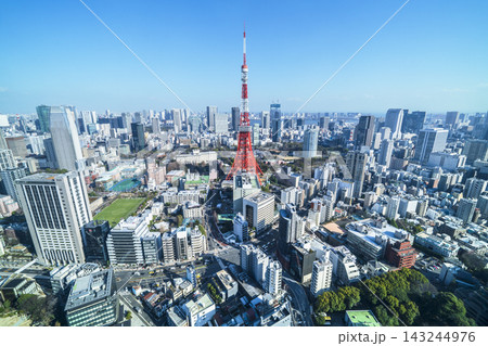 麻布台ヒルズ・スカイロビーから望む東京の都市風景【東京都・港区】 麻布台ヒルズ・スカイロビーから望む東京の都市風景【東京都・港区】 143244976