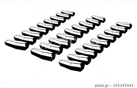Closed wooden coffins. Vector drawing Mass burial Closed wooden coffins. Vector drawing Mass burial 143245443