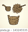 Wooden bowl. Vector drawing 143245535