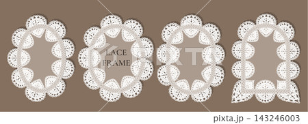 Scallop frame doily circle lace border trim label edge oval. Ribbon vector antique photo gift love illustration valentine ornate cotton pattern fabric ruffle tape seamless scalloped retro. 143246003