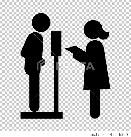 Weight measurement / Pictograms for medical care, preventative care, independent living support, and welfare housing environment (black/gray) Weight measurement / Pictograms for medical care, preventative care, independent living support, and welfare housing environment (black/gray) 143246390