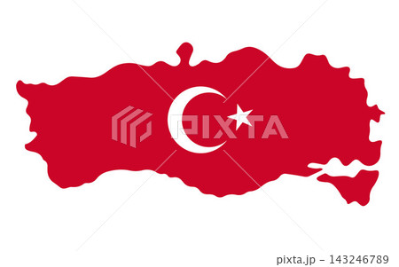 Vector isolated illustration of Turkey map and flag. 143246789