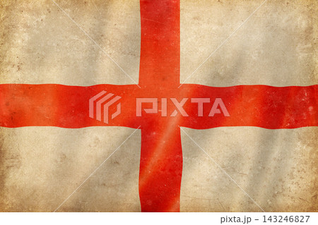 Old vintage flag of England, worn and stained 143246827