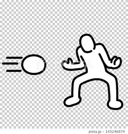 Stick figure series: A person blocking an incoming ball Stick figure series: A person blocking an incoming ball 143246874