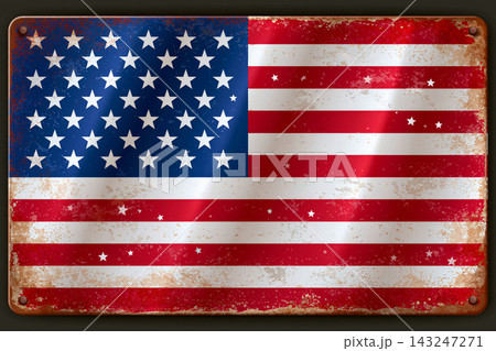 retro american stars and stripes with vintage printing effect and muted palette, retro american stars and stripes with vintage printing effect and muted palette, 143247271