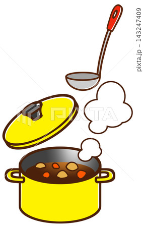 黄色い鍋で作ったカレー 143247409