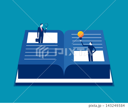 Business people are exploring with large books open. Business flat design style vector illustration. 143249384