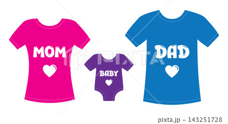 matching shirt set mom dad and baby isolated vector illustration matching shirt set mom dad and baby isolated vector illustration 143251728