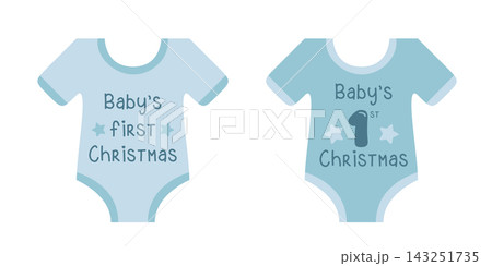 cute baby bodysuit set first christmas vector illustration 143251735