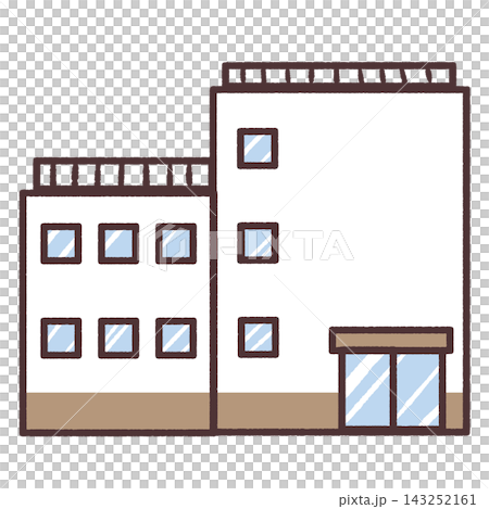 白と茶色のビルのイラスト 白と茶色のビルのイラスト 143252161