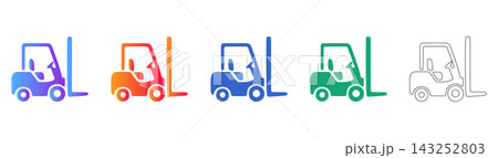 Forklift warehouse logistics icon set Forklift warehouse logistics icon set 143252803