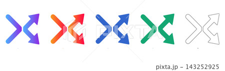 Abstract crossing arrows directional icon set Abstract crossing arrows directional icon set 143252925