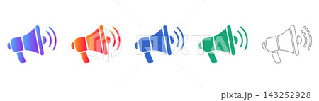 Megaphone marketing promotion icon set 143252928