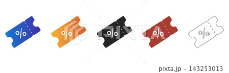 Discount ticket icon set for retail sales and promotions Discount ticket icon set for retail sales and promotions 143253013