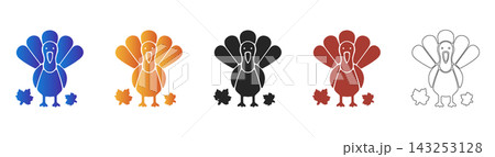 Thanksgiving turkey icon for holiday feast and celebration Thanksgiving turkey icon for holiday feast and celebration 143253128
