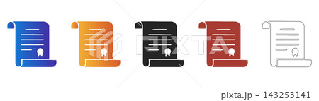 Legal document scroll icon for contract and agreement Legal document scroll icon for contract and agreement 143253141