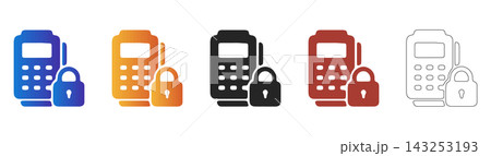 Point of sale terminal with lock icon Point of sale terminal with lock icon 143253193