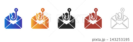 Phishing email cyber security threat icon set 143253195