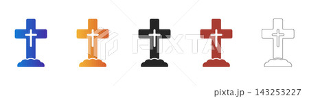 Religious church cross monument icon Religious church cross monument icon 143253227